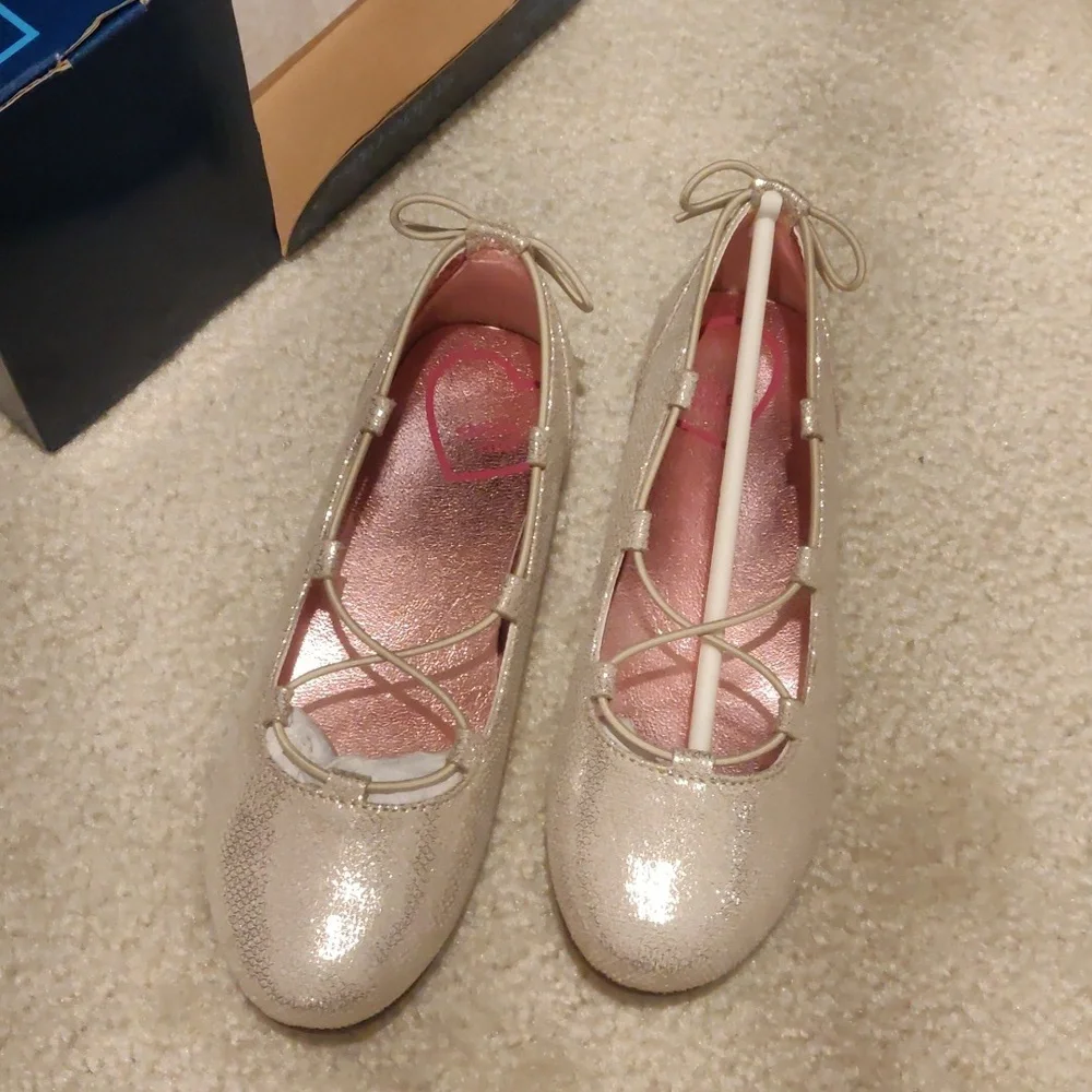 STRIDE RITE JULIA BALLET FLAT GIRLS SHOES size 13.5 M CHAMPAGNE Light Gold CUTE